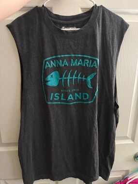 Men's Sleeveless Tank Top - Charcoal with Teal Logo
